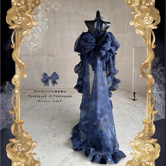 Designer Handmade Midnight Gothic Corset Gown - Picture 3 of 16